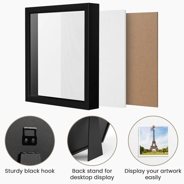Alt view image 7 of 7 - Black 8×10 Shadow Box Display Frame, Premium Linen Backboard and Included Pushpins, Plexiglass Memory Box
