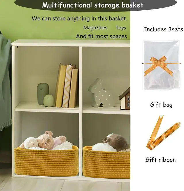 Alt view image 2 of 4 - 11.5"x7.5"x4.7" Storage Baskets for Organizing | Cotton Rope Woven Basket | Toy Storage Bin Box | Basket for Shelves, Closet Organizer Bin, Decorative Closet Shelf, 1 Pack