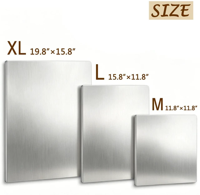 Alt view image 3 of 7 - 2026 New Large Titanium Cutting Board with Lip, 100% Pure Titanium Cutting Boards for Kitchen Dishwasher Safe, Food-Grade Metal Chopping Board Mat for Meat & Stainless Steel (L, 15.8×11.8)