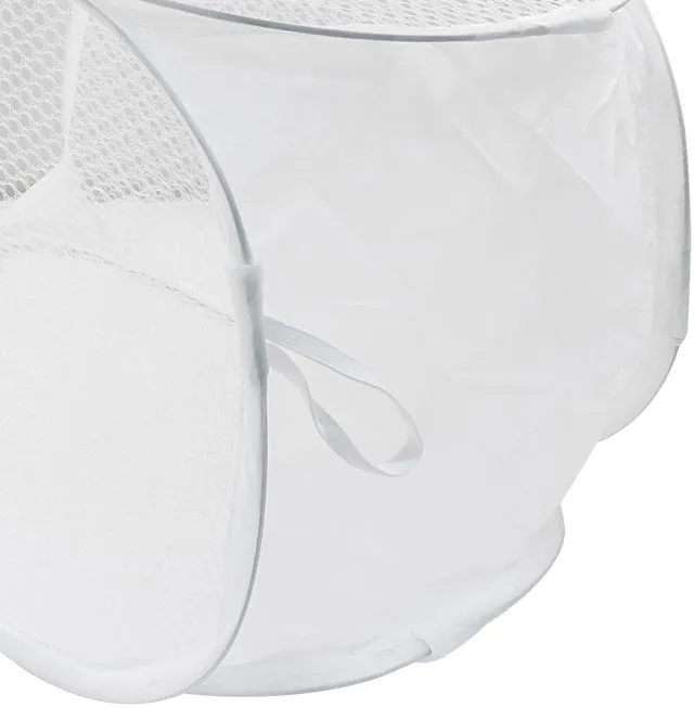 Alt view image 3 of 5 - 2 Pack Foldable Pop-Up Laundry Hamper, White | Collapsible, Mesh Clothes Basket, Carry Handles