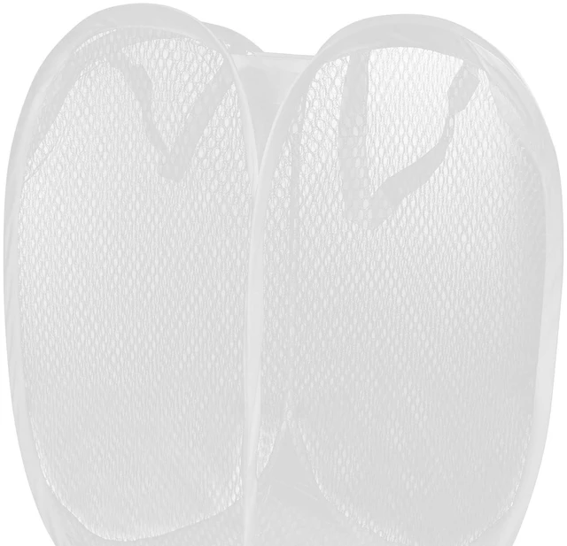Alt view image 4 of 5 - 2 Pack Foldable Pop-Up Laundry Hamper, White | Collapsible, Mesh Clothes Basket, Carry Handles
