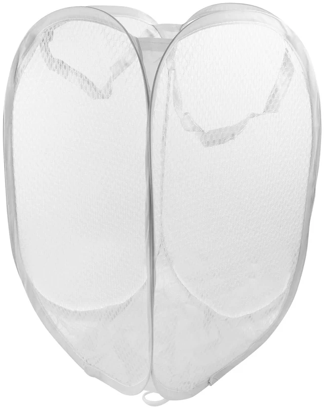Alt view image 5 of 5 - 2 Pack Foldable Pop-Up Laundry Hamper, White | Collapsible, Mesh Clothes Basket, Carry Handles