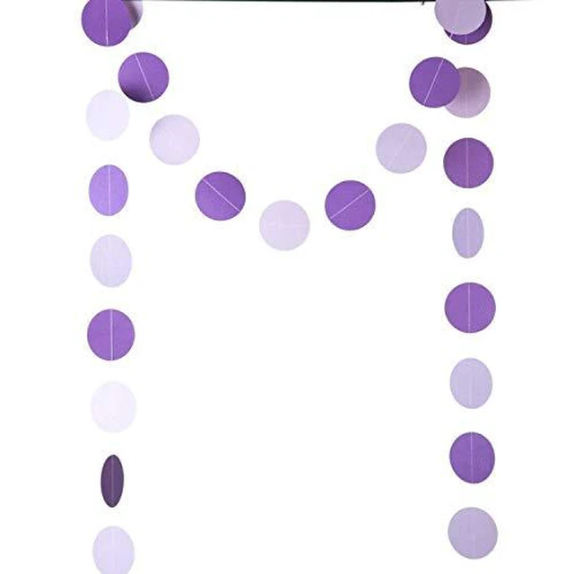 Alt view image 2 of 5 - Purple Lavender Paper Garland Circle Dots Party Garland Streamer Backdrop Hanging Decorations, 2.5" in Diameter, 20 Feet in Total