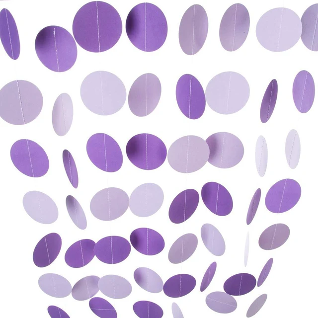 Alt view image 3 of 5 - Purple Lavender Paper Garland Circle Dots Party Garland Streamer Backdrop Hanging Decorations, 2.5" in Diameter, 20 Feet in Total