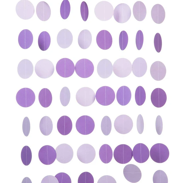 Alt view image 4 of 5 - Purple Lavender Paper Garland Circle Dots Party Garland Streamer Backdrop Hanging Decorations, 2.5" in Diameter, 20 Feet in Total