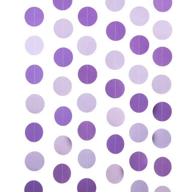 Alt view image 5 of 5 - Purple Lavender Paper Garland Circle Dots Party Garland Streamer Backdrop Hanging Decorations, 2.5" in Diameter, 20 Feet in Total