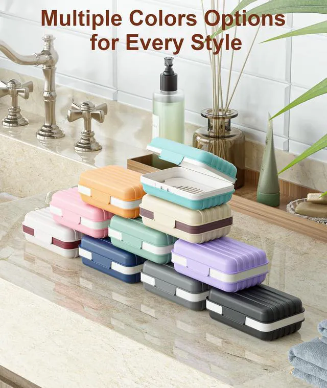 Alt view image 6 of 6 - Leakproof Bar Soap Holder Dish with Lid for Shower, Portable 1 Pack Travel Soap Case Box for Gym, Camping, Hiking, Outdoor Use, Travel Size Toiletries Essentials, Keeps Soap Dry, Blue