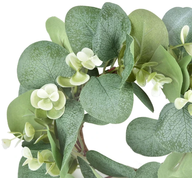 Alt view image 2 of 7 - Eucalyptus Faux Kitchen Cabinet Artificial Greenery Farmhouse Wreath for Door Wall Window Decor, 9Inch