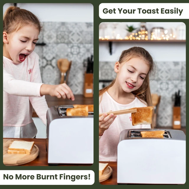 Main image of Magnet | Kitchen Utensils For Cooking and Holding Toast Bacon Muffin Bagel Bread | 8 Inch Long Natural Non Toxic Bamboo