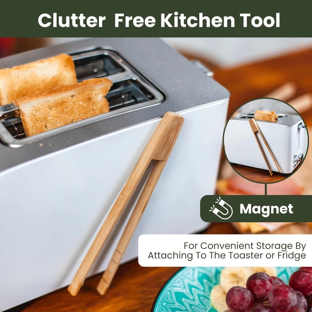 Alt view image 2 of 5 - Magnet | Kitchen Utensils For Cooking and Holding Toast Bacon Muffin Bagel Bread | 8 Inch Long Natural Non Toxic Bamboo