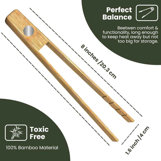 Alt view image 5 of 5 - Magnet | Kitchen Utensils For Cooking and Holding Toast Bacon Muffin Bagel Bread | 8 Inch Long Natural Non Toxic Bamboo