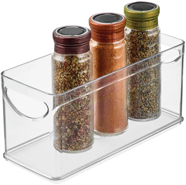 Main image of Plastic Bin, 10" x 4.25" x 5", Clear | Cabinet and Pantry Use with Integrated Handles