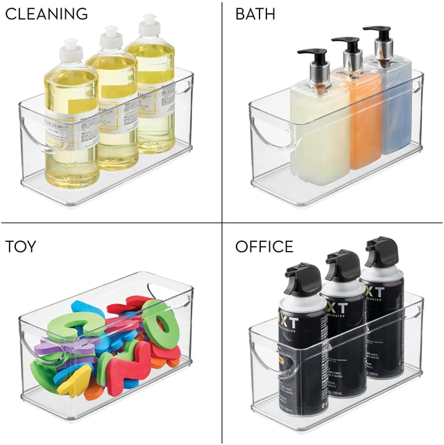 Alt view image 5 of 7 - Plastic Bin, 10" x 4.25" x 5", Clear | Cabinet and Pantry Use with Integrated Handles