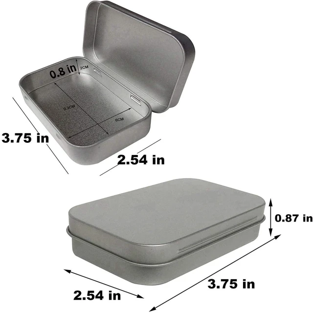 Alt view image 2 of 5 - Small Hinged Tin Box Metal Tins Storage Containers, Silver 6Pcs | Portable Craft Organizer for Home Storage to pills, candies, herbs, planting seed, nail art etc