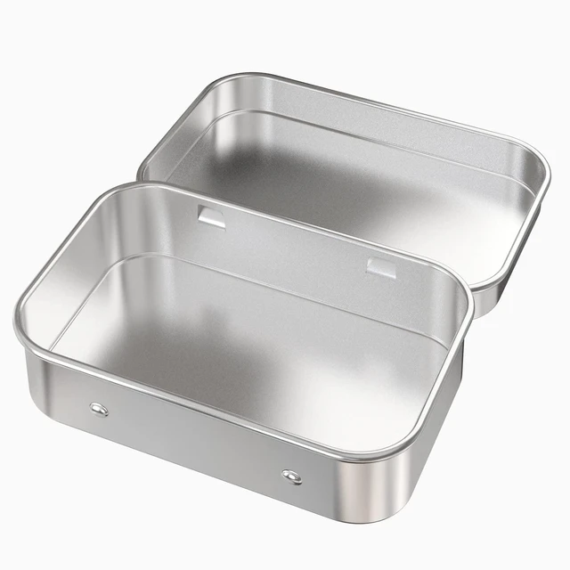 Alt view image 3 of 5 - Small Hinged Tin Box Metal Tins Storage Containers, Silver 6Pcs | Portable Craft Organizer for Home Storage to pills, candies, herbs, planting seed, nail art etc