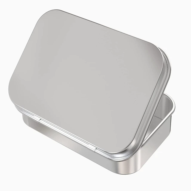 Alt view image 4 of 5 - Small Hinged Tin Box Metal Tins Storage Containers, Silver 6Pcs | Portable Craft Organizer for Home Storage to pills, candies, herbs, planting seed, nail art etc