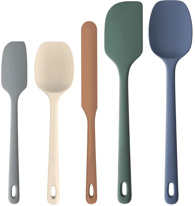 Main image of 5 Pieces Silicone Spatulas Set, Heat Resistant Rubber Spatula | Food Grade Silicone, Heat Resistant Up to 600°F, Upgrade Strong Handle, Safe for Nonstick Cookware,Ideal for Cooking & Baking