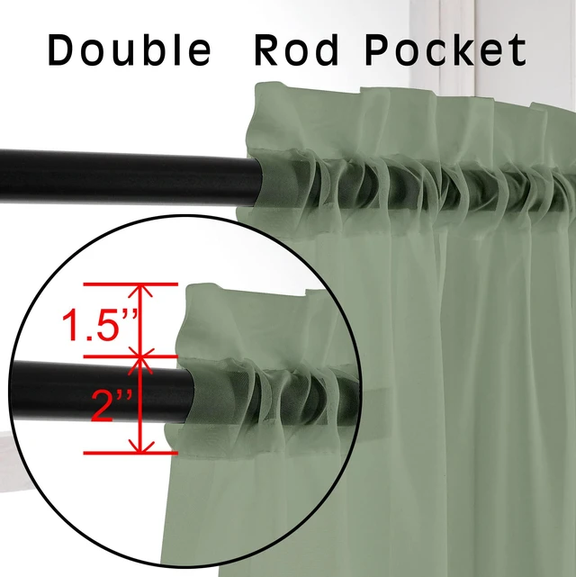 Alt view image 3 of 7 - Bedroom Curtains 2 Panel Sets 84" Inch Length - Transparent Light Weight Soft Window Treatment Panels for Study Room/Living Room/Guest Room, Sage Green, Per Panel W42 X L84 inches