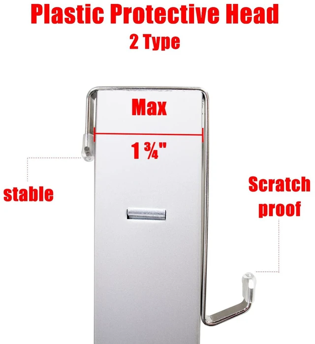 Alt view image 2 of 5 - Heavy-duty Single Over Door Hooks, Stainless Steel Hanger Organizer for Hanging Bag, Towel, Bath Robe, Shoe Rack, Fit 1-1/2" to 1-3/4", Rubber Protective Head, Great Replacement (Silver, 4 Pack)