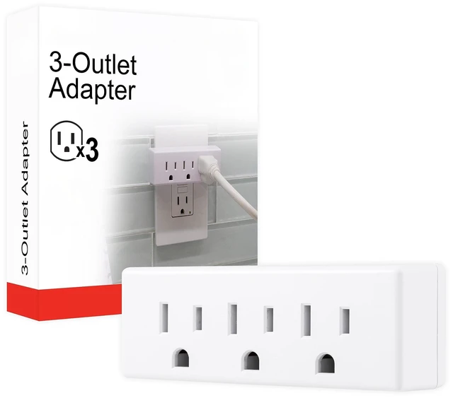 Main image of Outlet Extender, 3 Outlet Multi Plug Wall Power Splitter | 3 Prong Multiple Plug Wall Adapter, Electrical Expander, Home Office Dorm Essentials, UL Safety Listed, White, 52203