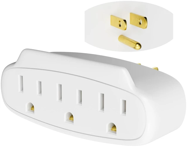 Main image of 3 Prong Power Strip 3-Outlet Extender Wall Charger, Space Saving 3 in 1 Multi Plug Outlet Adapter Splitter,Travel Essentials,ETL Listed 125V 15A 1875W for Home,Office-Firm Mini Light Wall Tap with Lip