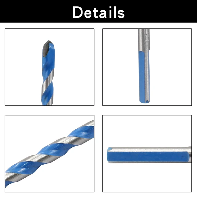 Alt view image 4 of 5 - 5 Pcs 6mm Masonry Drill Bits, 6mm/0.24" | Carbide Drill Bits Set, For Concrete, Tile, Glass, Ceramic, Brick, Wood