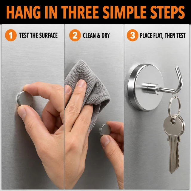 Alt view image 6 of 6 - Extra Strong Magnetic Hooks (2 Pack, Chrome) Heavy Duty Neodymium Magnet Hooks