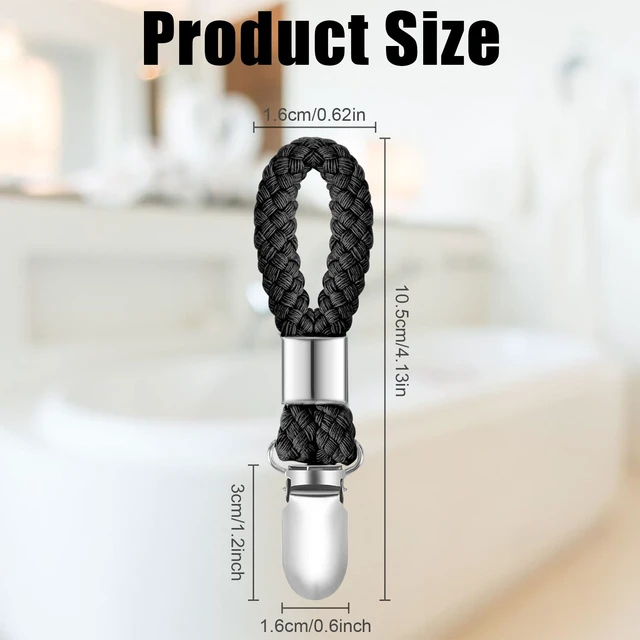 Alt view image 2 of 6 - 6Pcs Kitchen Towel Clips, Metal Clips for Hanging with Braided Cotton Loop | Kitchen Hand Towel Holder Hook with Hanging Loop for Home Bathroom Cupboards Cloth Hanger Holder