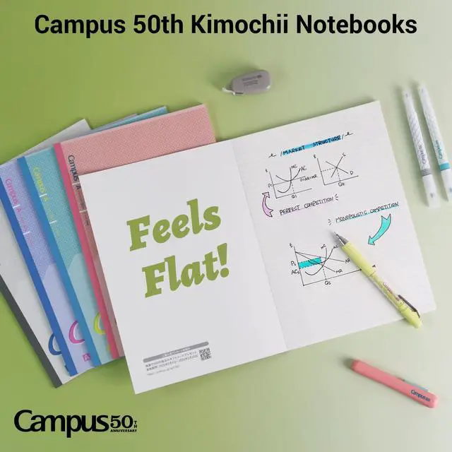 Alt view image 2 of 7 - Composition Notebooks, 5 Pack Campus Semi-B5 Comp Book with Dot A 7mm Ruled, 30 Sheets, School Lined Notebook 50th Anniversary Edition, Journal Notebook for Women Work Study Note Taking