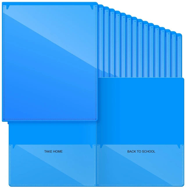 Main image of 72 Pcs Plastic Take Home Folders with 2 Pockets Parent Teacher Classroom Communication Homework Folder for Students Parent Teacher Connect (Blue)