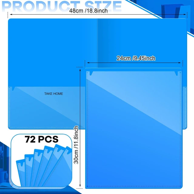 Alt view image 2 of 7 - 72 Pcs Plastic Take Home Folders with 2 Pockets Parent Teacher Classroom Communication Homework Folder for Students Parent Teacher Connect (Blue)