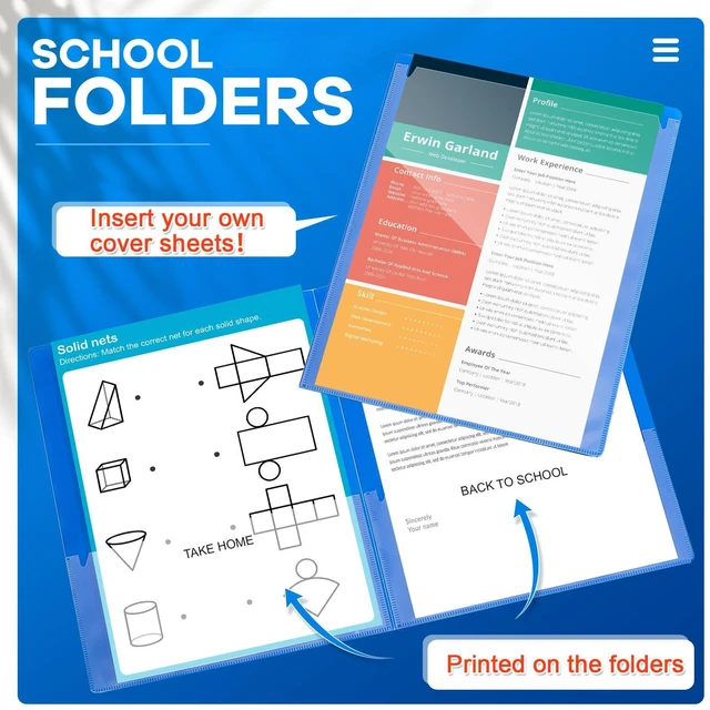Alt view image 3 of 7 - 72 Pcs Plastic Take Home Folders with 2 Pockets Parent Teacher Classroom Communication Homework Folder for Students Parent Teacher Connect (Blue)