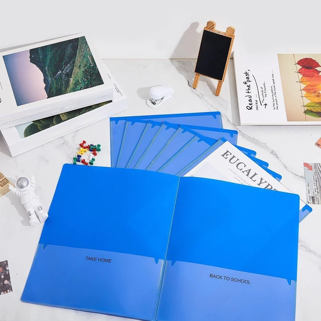Alt view image 4 of 7 - 72 Pcs Plastic Take Home Folders with 2 Pockets Parent Teacher Classroom Communication Homework Folder for Students Parent Teacher Connect (Blue)