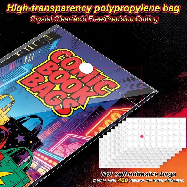 Alt view image 4 of 7 - 200 Pack Comic Book Bags and Boards, Thick Acid-Free Current Comic Books Backing Boards, Clear Book Sleeves Protector 7.15" X 10.5"