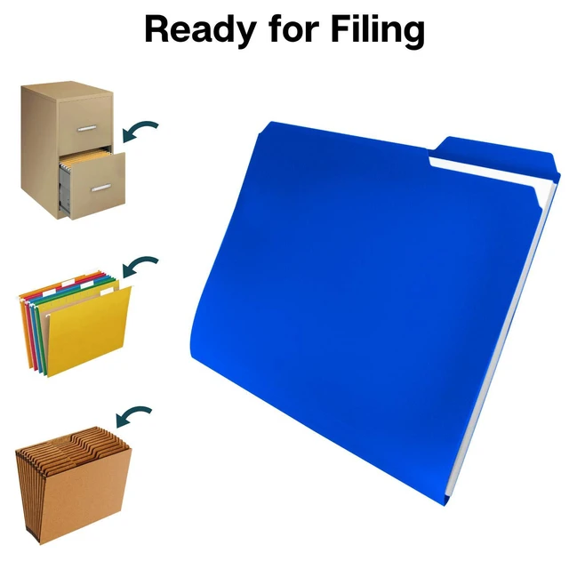 Alt view image 6 of 7 - Plastic Colored File Folders, 1/3 Tab, Letter Size, 24 Pack Colorful Manila Sleeves 8.5x11, Acid-Free Poly for Long-Term Storage, Includes Labels