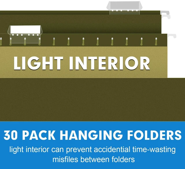 Alt view image 5 of 7 - Hanging File Folders, 30 Pack Reinforced Hanging Folders Letter Size, Designed for Bulky Files, Filing Cabinet, Adjustable Tabs, Green