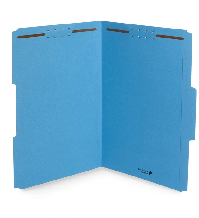 Main image of 50 Fastener File Folders, Legal, Heavy Duty, Heavy-duty 14pt, Reinforced 1/3 Top Tab, Legal Size, Embedded Fasteners, for Legal, Medical, and Office Records