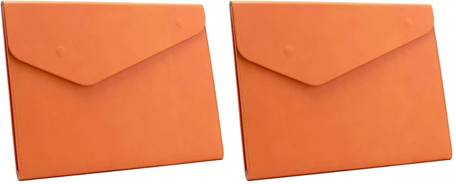 Main image of PU Leather A4 File Folder Document Holder Waterproof Portfolio Envelope Folder Case with Invisible Magnetic Closure Orange (Pack of 2)