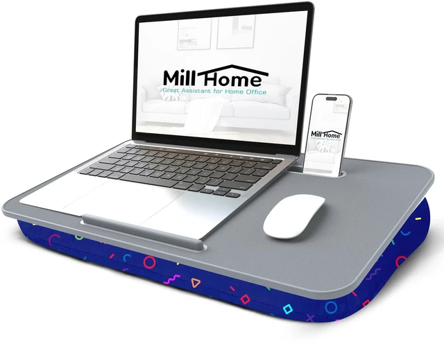 Main image of Lap Desk for Laptop with Cushion, Laptop Lap Desk, Cushion Detachable and Washable, fits up to 17 inch, with Tablet Slot and Stopper, (Geometric)