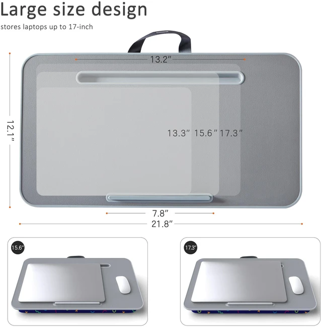 Alt view image 6 of 6 - Lap Desk for Laptop with Cushion, Laptop Lap Desk, Cushion Detachable and Washable, fits up to 17 inch, with Tablet Slot and Stopper, (Geometric)