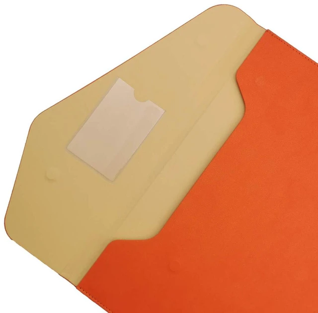 Alt view image 5 of 7 - PU Leather A4 File Folder Document Holder Waterproof Portfolio Envelope Folder Case with Invisible Magnetic Closure Orange (Pack of 2)
