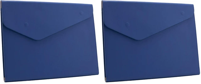 Main image of PU Leather A4 File Folder Document Holder Waterproof Portfolio Envelope Folder Case with Invisible Magnetic Closure Blue (Pack of 2)