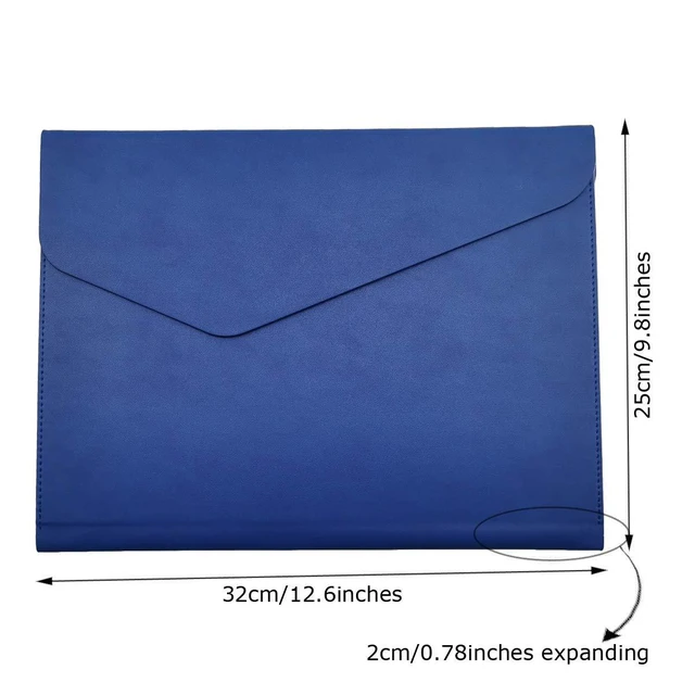 Alt view image 2 of 7 - PU Leather A4 File Folder Document Holder Waterproof Portfolio Envelope Folder Case with Invisible Magnetic Closure Blue (Pack of 2)