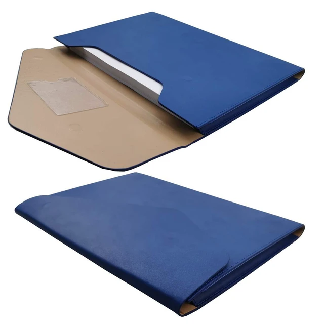 Alt view image 3 of 7 - PU Leather A4 File Folder Document Holder Waterproof Portfolio Envelope Folder Case with Invisible Magnetic Closure Blue (Pack of 2)