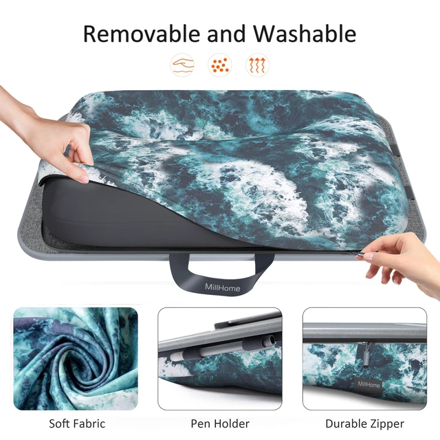 Alt view image 5 of 7 - Lap Desk for Laptop with Cushion, Laptop Lap Desk, Cushion Detachable and Washable, fits up to 17 inch, with Tablet Slot and Stopper, (Blue)
