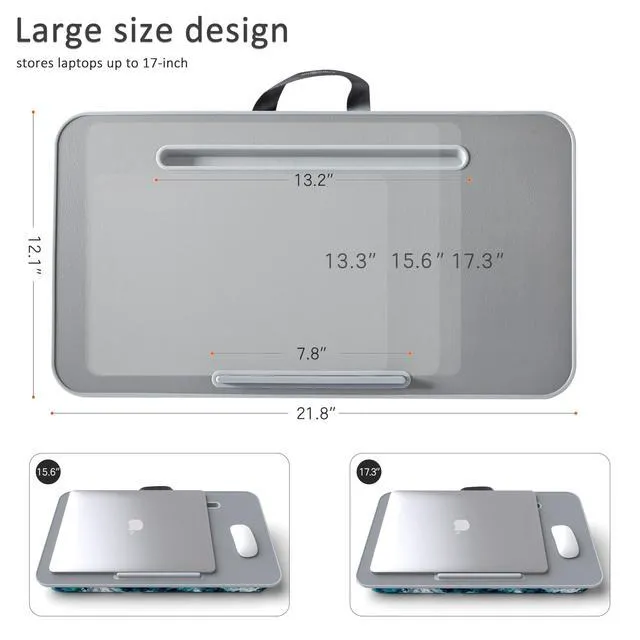Alt view image 6 of 7 - Lap Desk for Laptop with Cushion, Laptop Lap Desk, Cushion Detachable and Washable, fits up to 17 inch, with Tablet Slot and Stopper, (Blue)