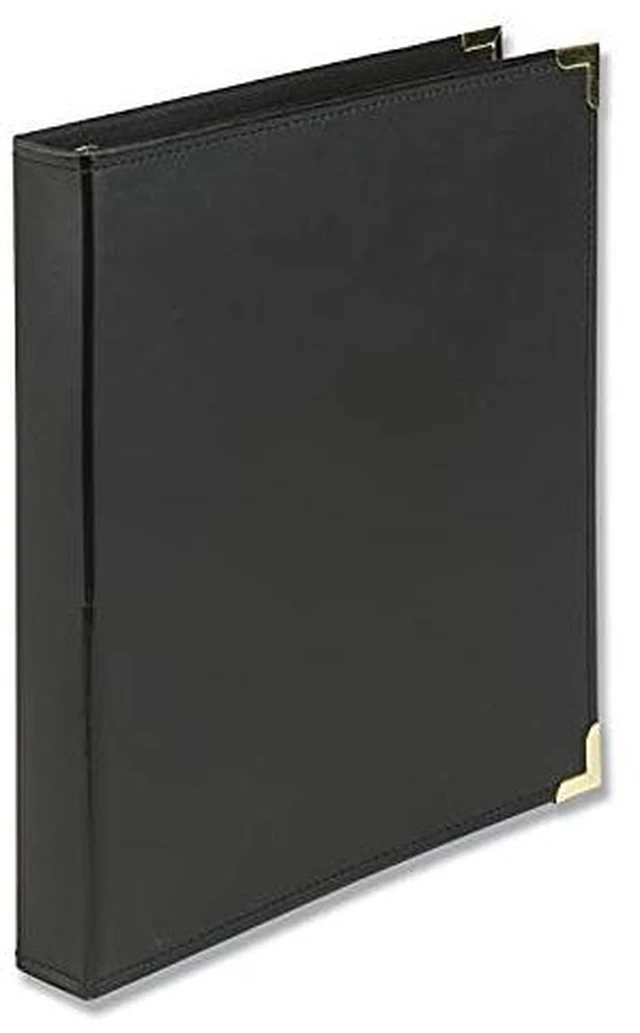Alt view image 4 of 4 - Leather Binder, Classic Collection, 3 Ring, Executive Presentation Portfolio, 1 Inch (Holds 200 Sheets), Brass Round Ring, Black