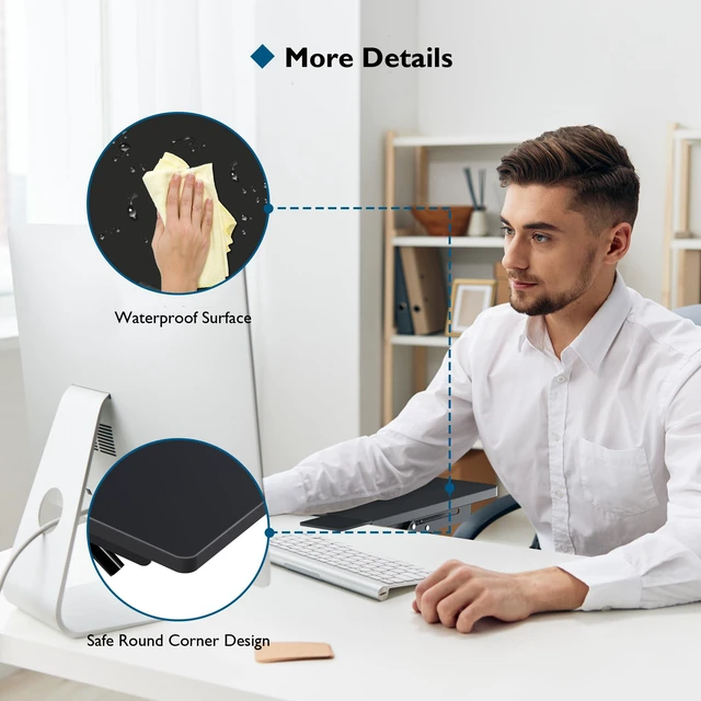 Alt view image 4 of 7 - Ergonomic Desk Extender Tray, 9.5"x9.1" Wrist Rest Shelf, Black 90°Foldable Elbow Support, Table Mount Arm, Clamp on Computer Arm Rest for Desk, Office & Home Use,Durable Easy to Install