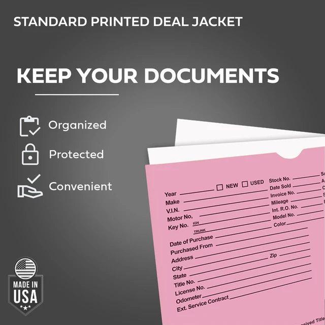 Alt view image 4 of 7 - Printed Vehicle Deal Envelopes 9x12 Deal Jackets (100 shrink wrapped) (Pink)