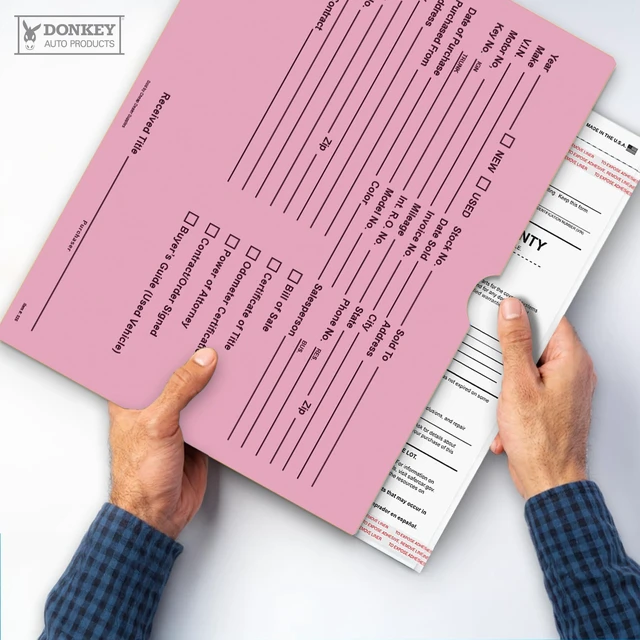 Alt view image 6 of 7 - Printed Vehicle Deal Envelopes 9x12 Deal Jackets (100 shrink wrapped) (Pink)